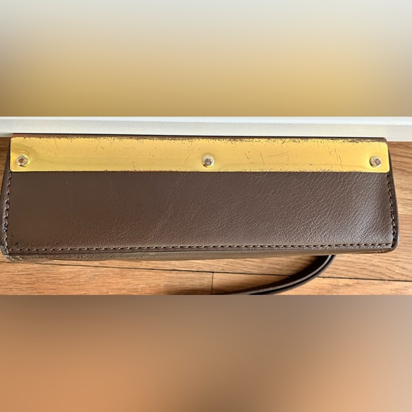 Steven by Steve Madden Two Toned Leather Clutch in Chocolate Brown and Gold OS - Picture 2 of 6